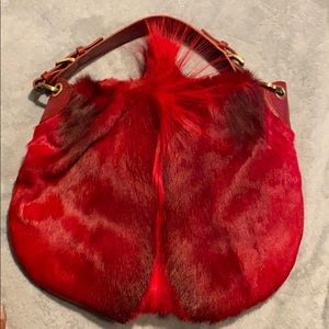 Red Faux Fur Purse